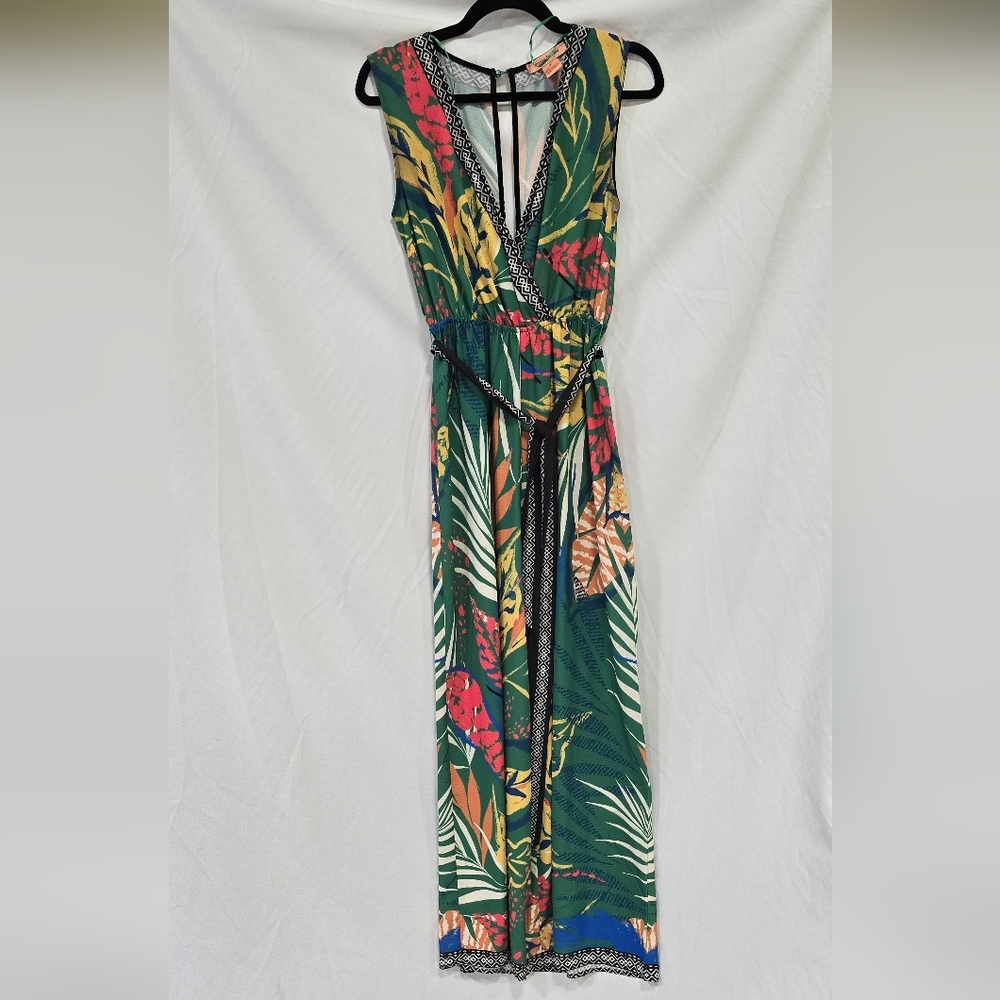 Flying tomato women S tropical jumpsuit wide legโ sleeveless belted vacation